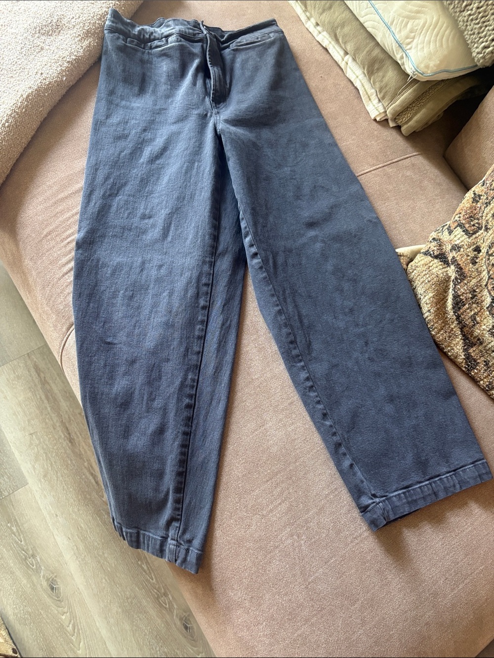 Madewell Slate Blue Wide-Leg Cotton Pants